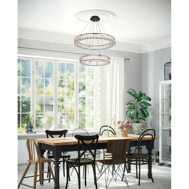 Indigo Home 28 inch LED double ring chandelier