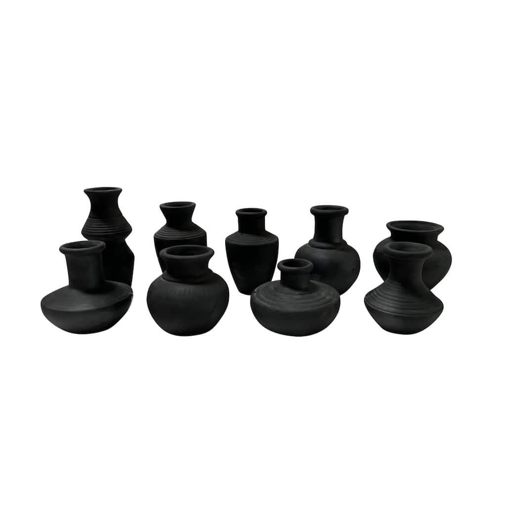 Mini Terracotta Vase - 12.5" - Black - Set of 9