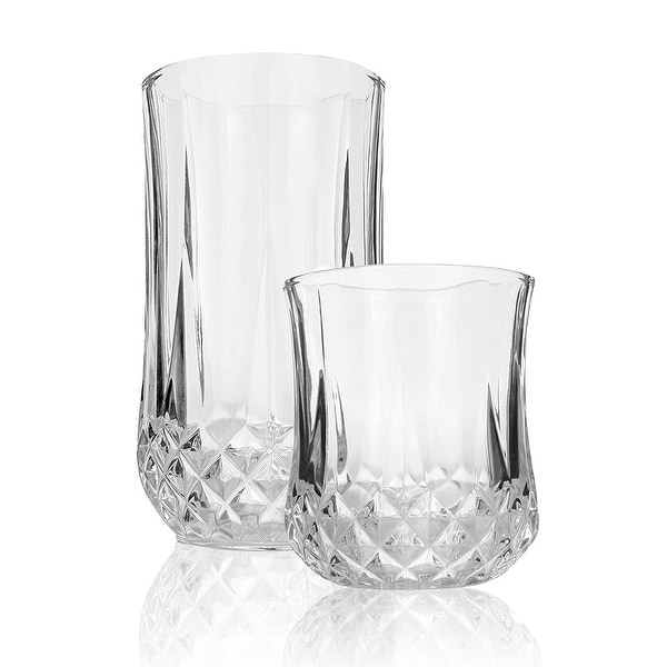 Palais Glassware 'Marseille' Collection, Elegant Diamond Cut Clear Glass set (Set of 12, 6 - 9 Oz. & 6 - 13 Oz.)