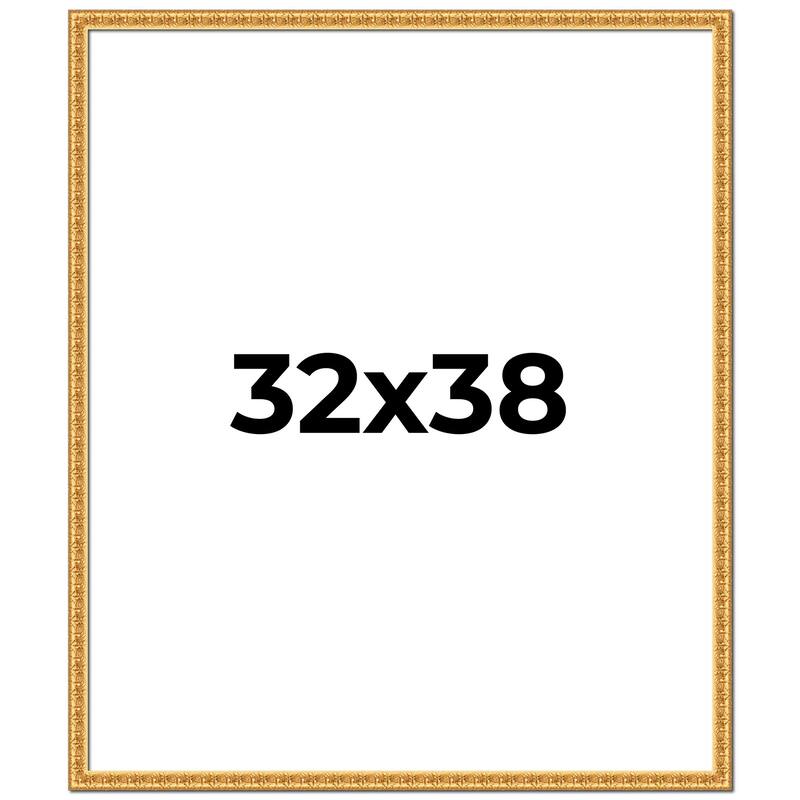 32x38 Frame Gold Real Wood Picture Frame Width 1 inches | Interior