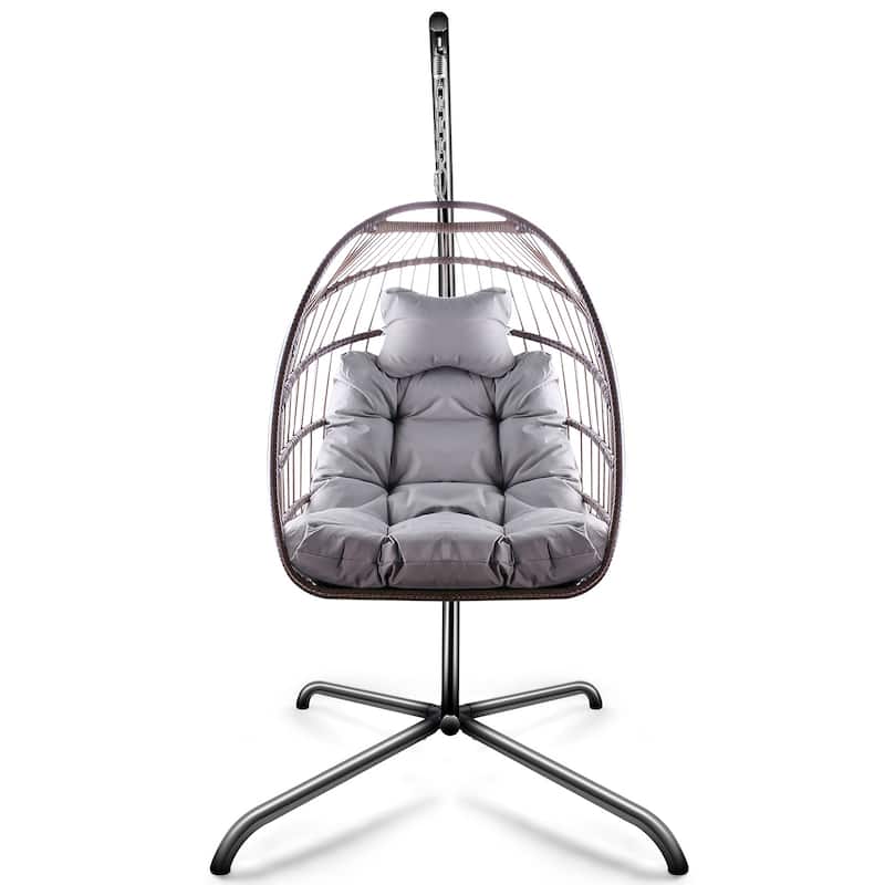 Outdoor Hanging Basket Egg Chair Swing with Stand Cushion