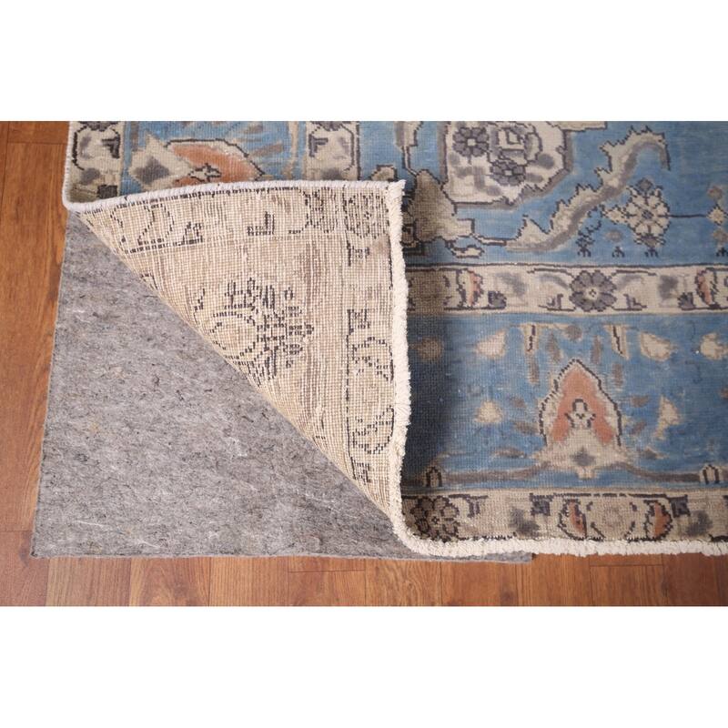 Blue Tabriz Persian Vintage Area Rug Handmade Wool Carpet - 6'11"x 10'9"