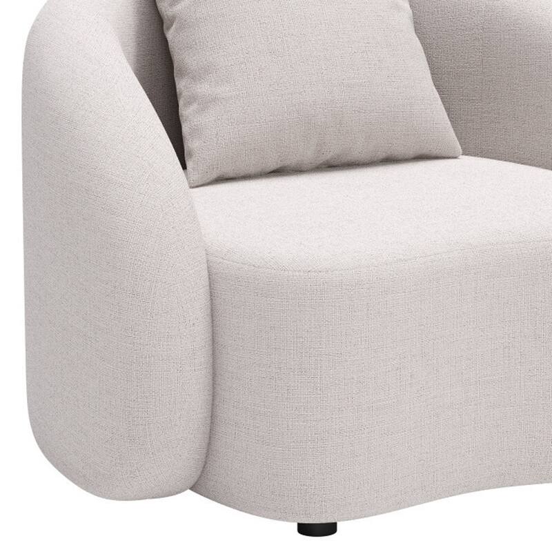 HomeRoots 42" Beige Outdoor Accent Chair with Beige Cushions
