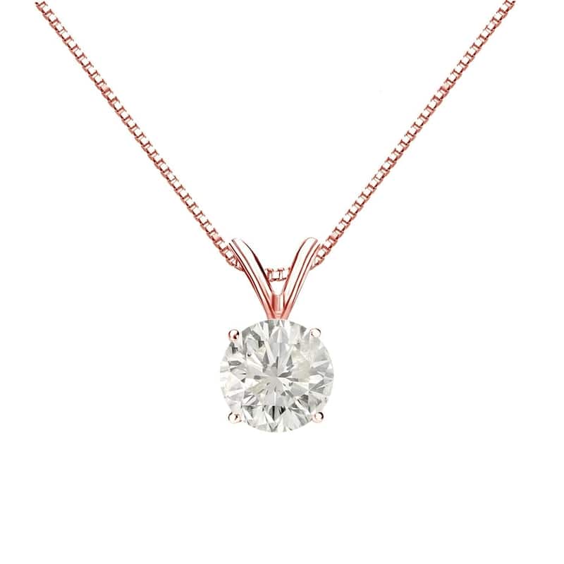 Auriya 14k Gold 3/4ctw Round Solitaire Diamond Necklace (J-K, I1-I2)