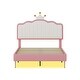 preview thumbnail 5 of 16, Twin Platform Bed with Crown-Shaped Headboard and Soft Light Strip, PU Upholstered Frame with Metal Legs