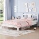 preview thumbnail 3 of 27, Twin Bed with Column-Decoration Headboard and Bed Slats White