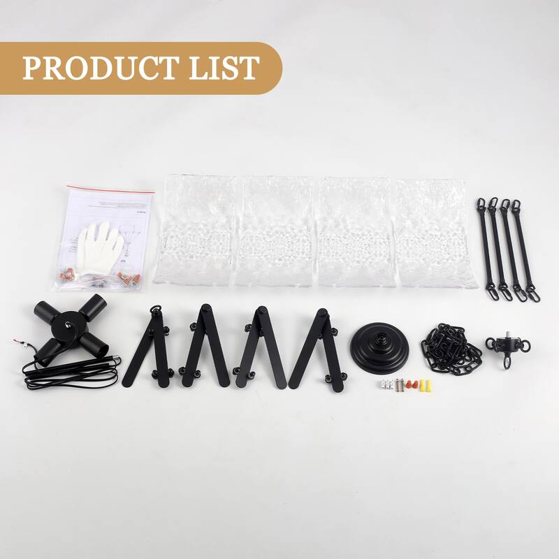 4-Light Classic Hanging Linear Chandelier Lighting Fixture with Glass Cover for Dining Room Kitchen Island