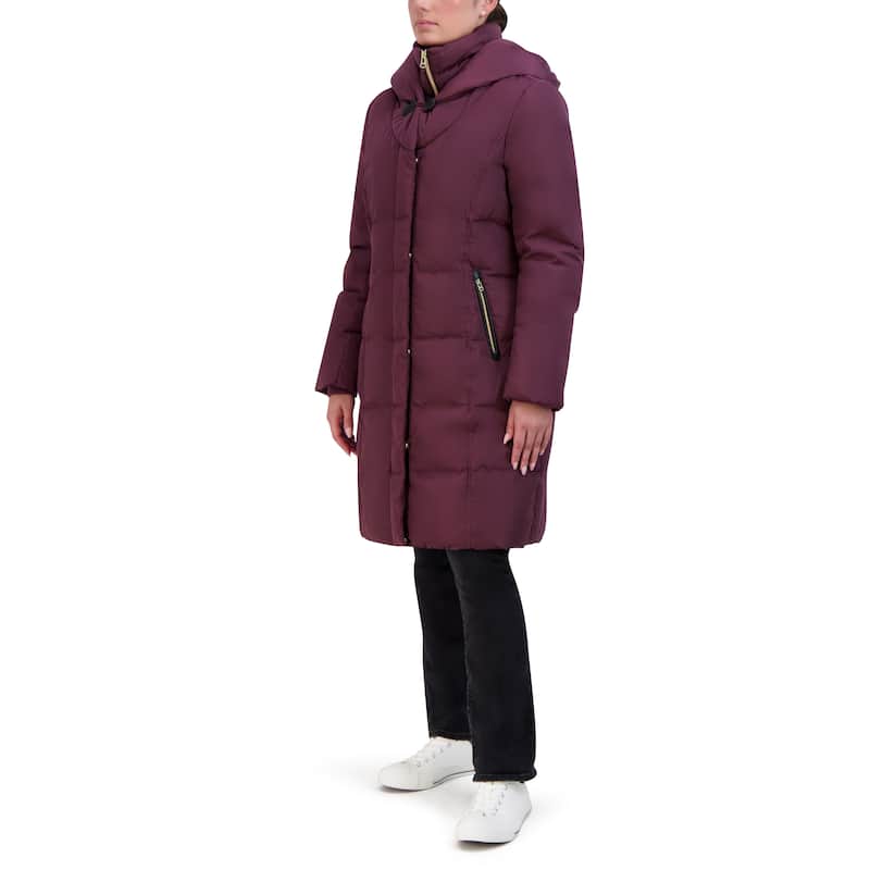 Cole Haan Women's Bib Insert Mid-Length Puffer Coat