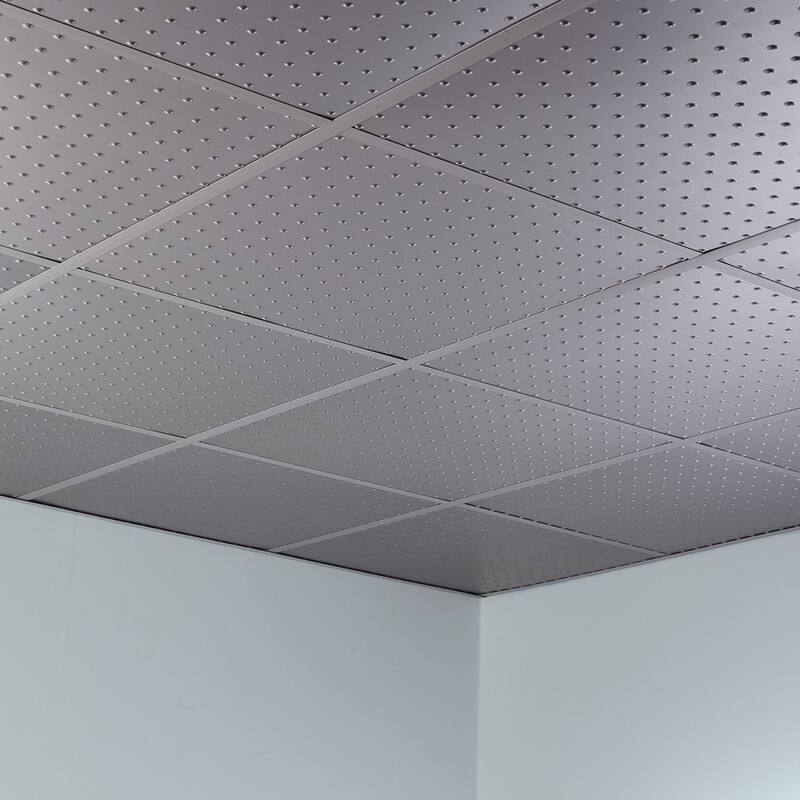 FASÄDE Minidome Decorative Vinyl 2ft x 2ft Lay in Ceiling Panel in Argent Silver (5 Pack)