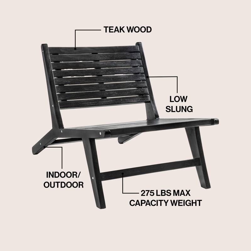 Seagrove Wood Armless Outdoor Patio Chair, by JONATHAN Y - 23.62L x 36.22W x 25.59H