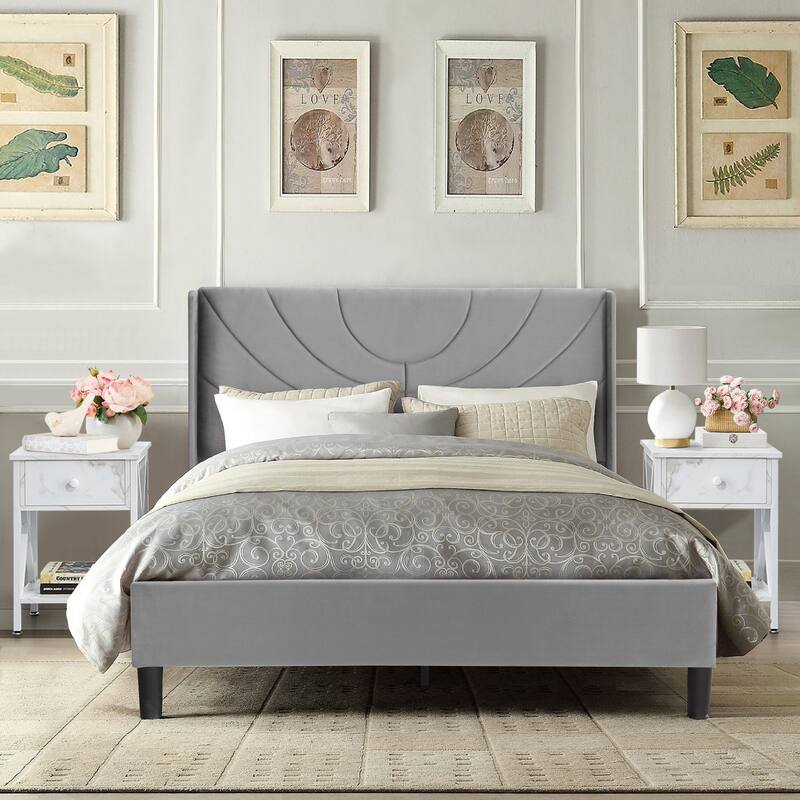 VECELO Bedroom Sets 3-pieces Bedroom Set with Height Adjustable Upholstered Bed and Nightstands Set of 2 - White - Queen