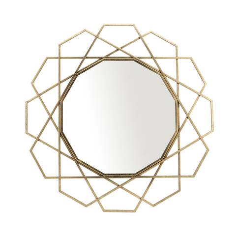 Metal 35" Geometric Mirror, Gold 35.0"H - 36.0" x 2.0" x 35.0"