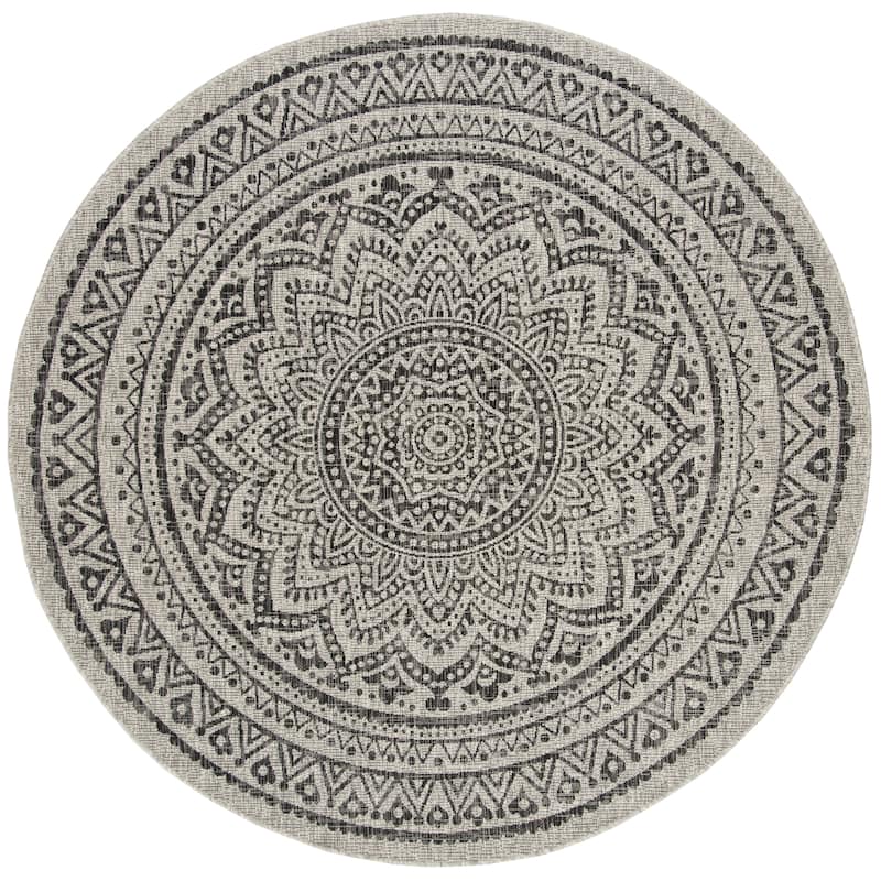 SAFAVIEH Courtyard Fran Mandala Indoor/ Outdoor Waterproof Patio Backyard Rug