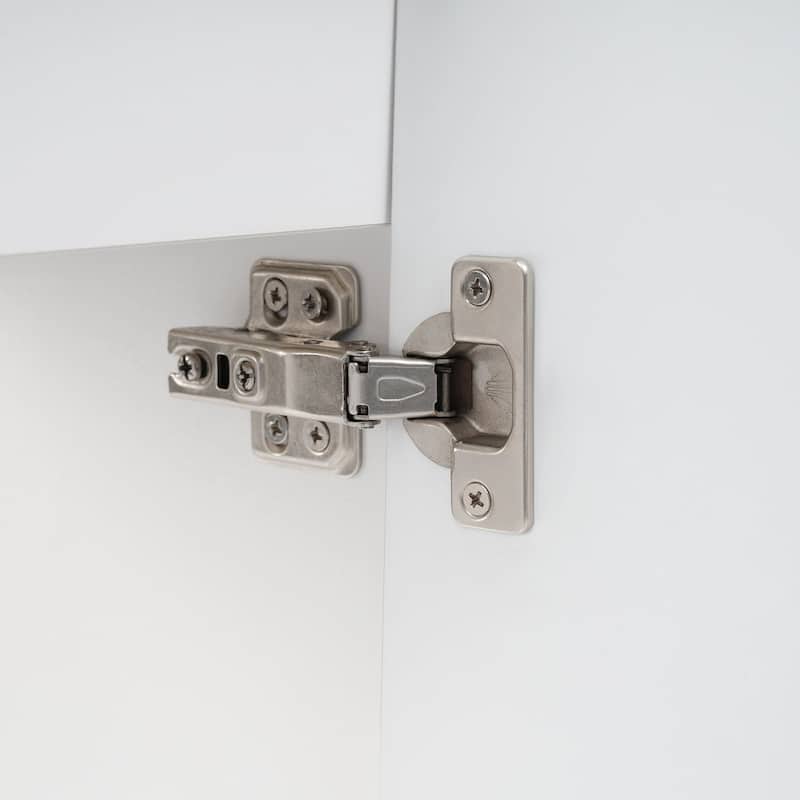 White 18.6 in.W x 33 in.H MDF Bathroom Vanity with Ceramic Sink and Two-tier Shelf - 18.6" x 33.2"