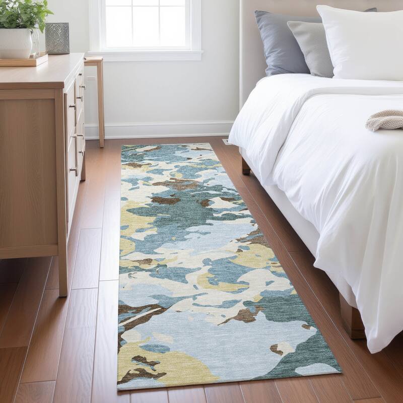 Machine Washable Indoor/ Outdoor Abstract Mexi Chantille Rug