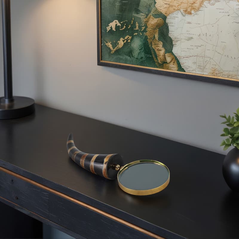 Glass Buffalo Horn Magnifying Glass Modern Casual Style - 2" Black - 11" x 4" x 2" - Black - 11" x 4" x 2"