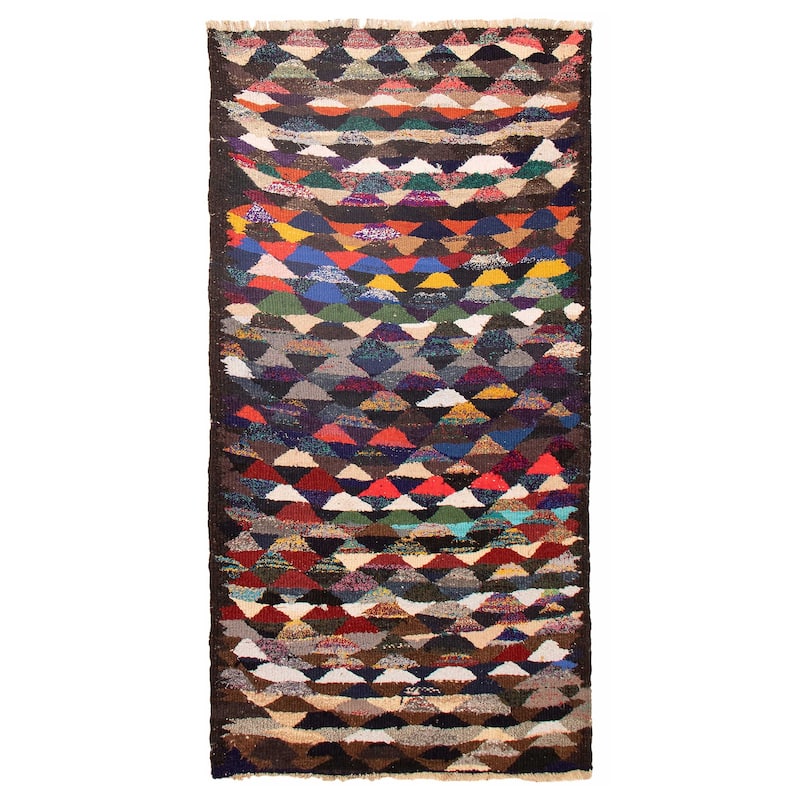 ECARPETGALLERY Flat-Weave Ankara Black Wool Kilim - 4'8 x 9'6 - Black - 4'8 x 9'6
