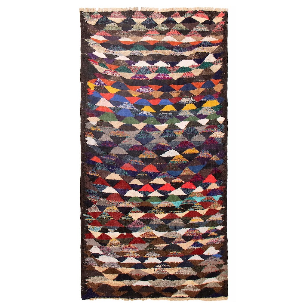 ECARPETGALLERY Flat-Weave Ankara Black Wool Kilim - 4'8 x 9'6