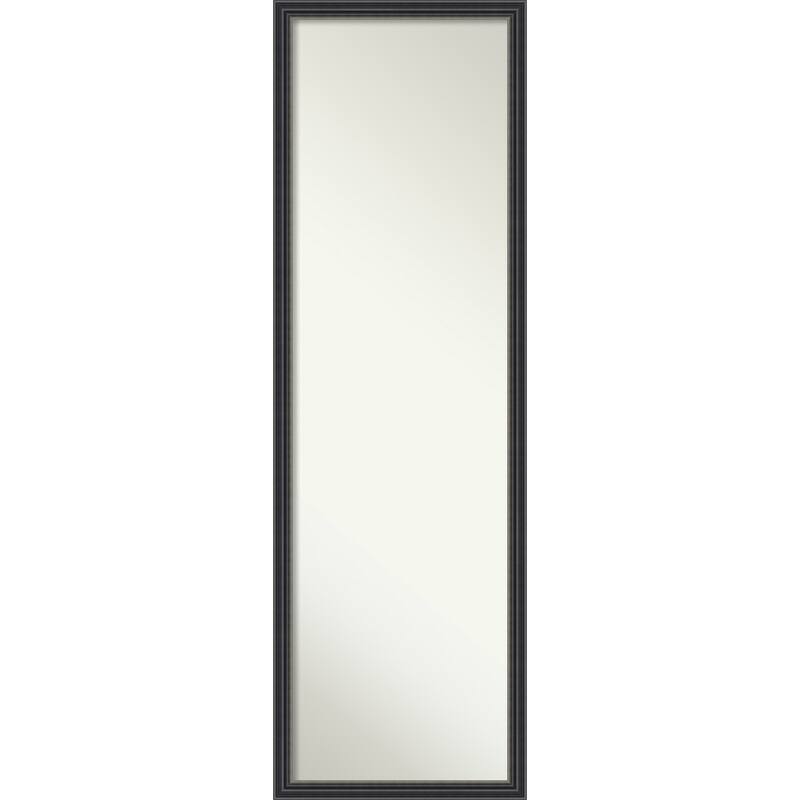 Stylish Black Non-Beveled Wood Framed Full-Length On the Door Mirror - Stylish Black - Glass Size 14x48