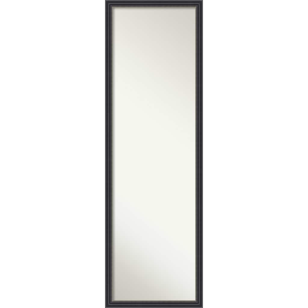 Stylish Black Non-Beveled Wood Framed Full-Length On the Door Mirror - Stylish Black - Glass Size 14x48