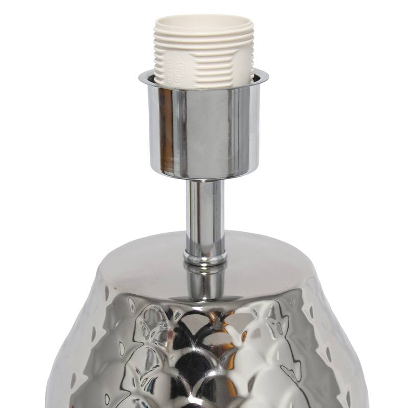 Mermaid Fishscale Porcelain Table Lamp with White Drum Shade - 23.75" - Silver