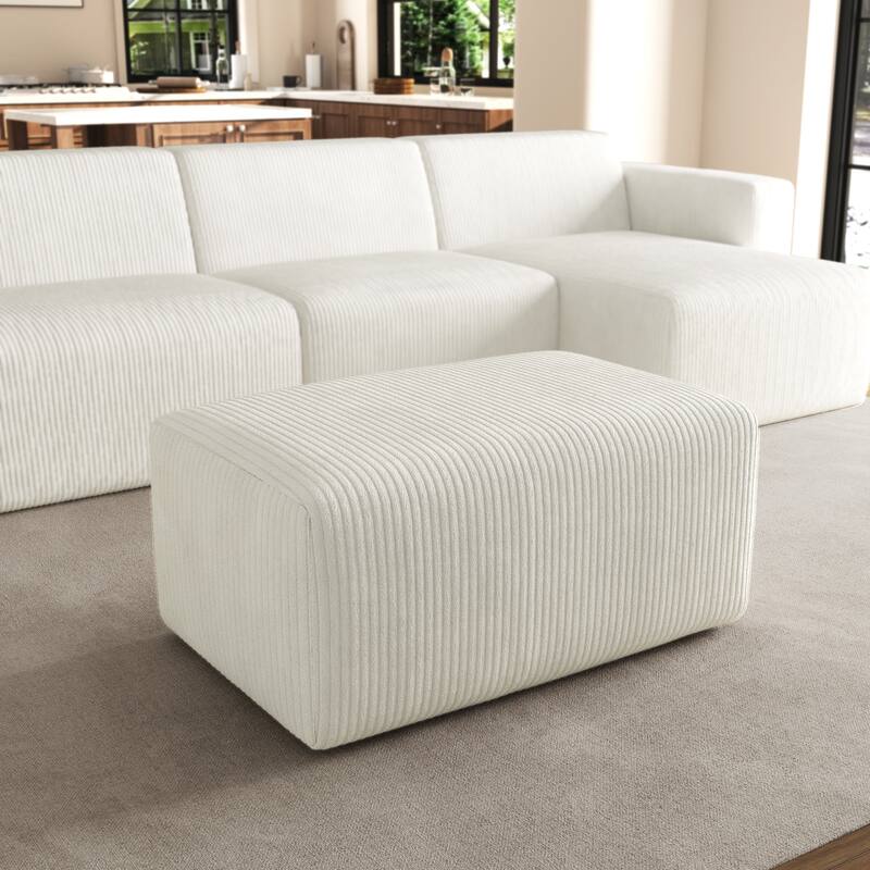 Modern 35" W Rectangular Corduroy No Assembly Required Ottoman