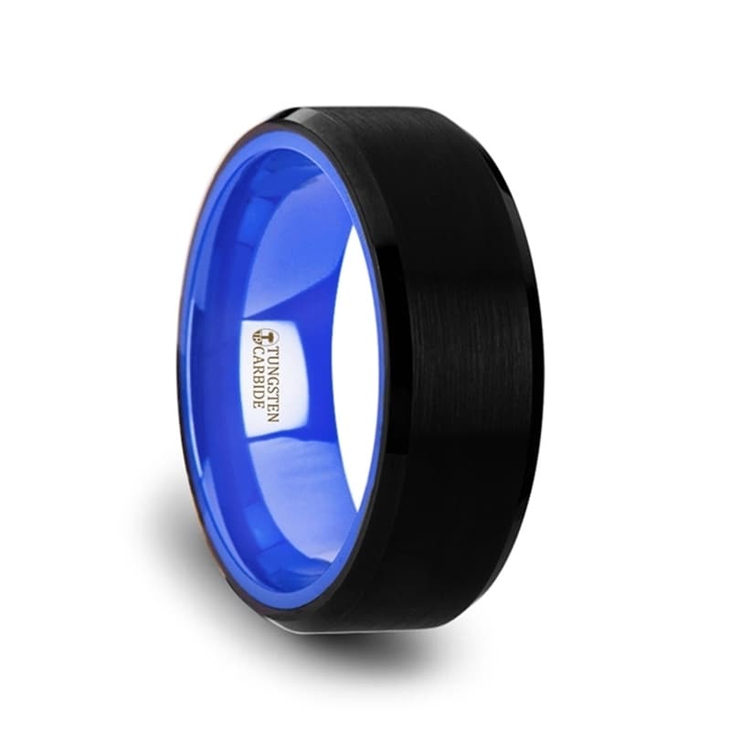 tungsten ring with blue inside