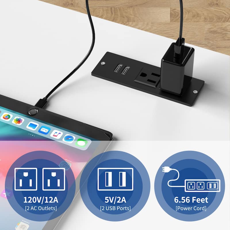 Moasis Modern LED Nightstand Set of 2 with Drawer and Storage Shelf, Bedside Table with Charging Station