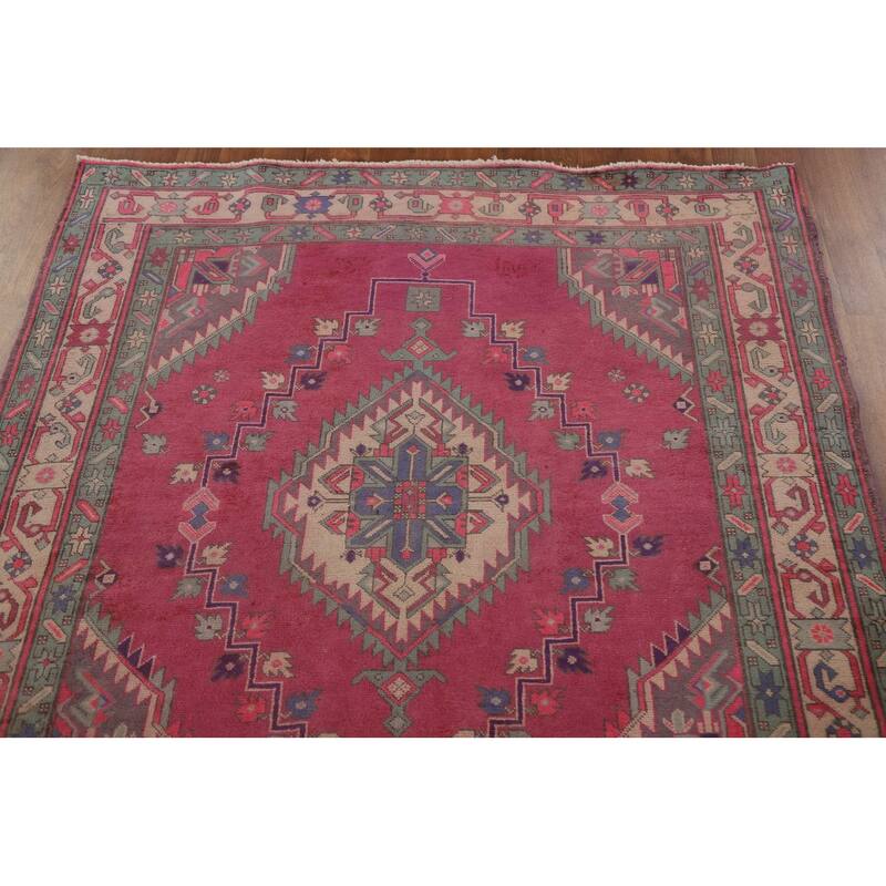 Tabriz Persian Vintage Runner Rug Handmade Wool Carpet - 4'5" x 10'9"