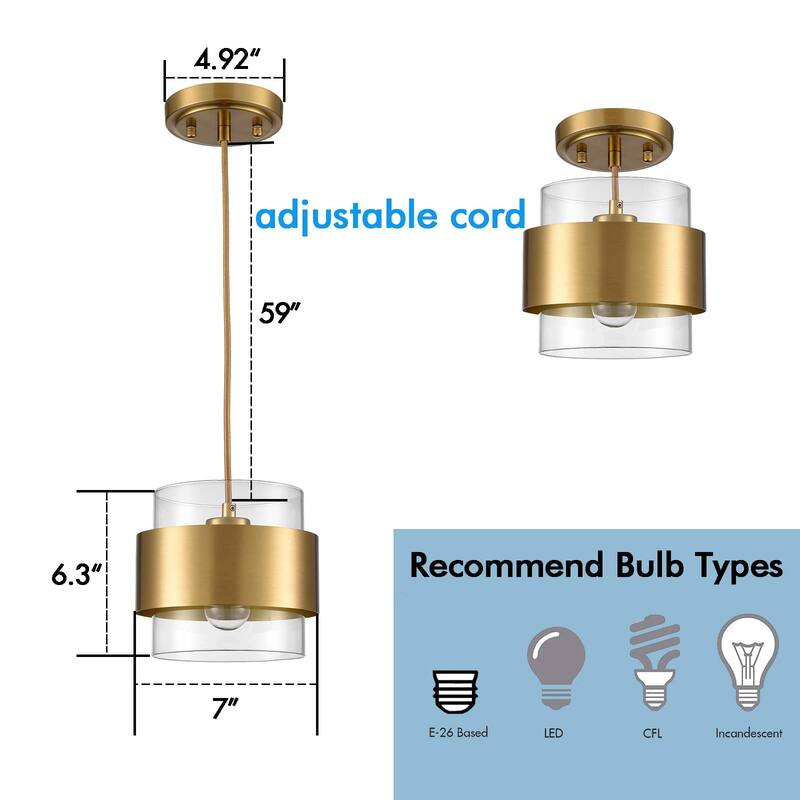 Santorini Modern Brass Kitchen Pendant Light Adjustable Hanging Light