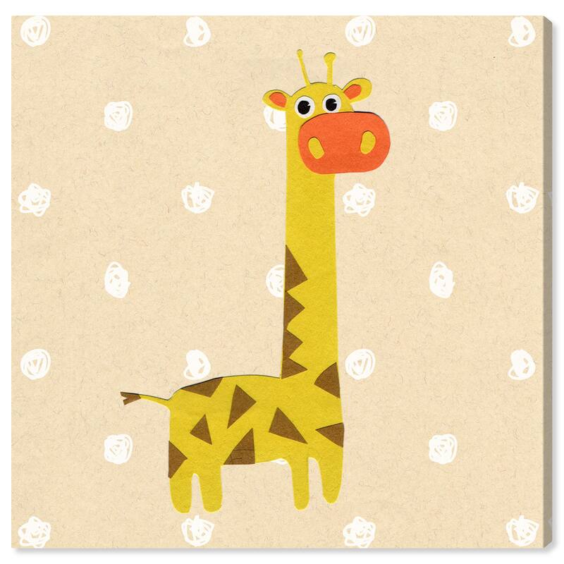Wynwood Studio Canvas Animals Little Giraffe in Tan Yellow and Pastel Yellow Modern & Contemporary Wall Art Canvas Print