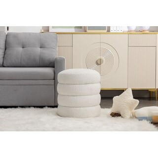 Soft Boucle Round Ottoman Footrest Stool - Bed Bath & Beyond - 39393360
