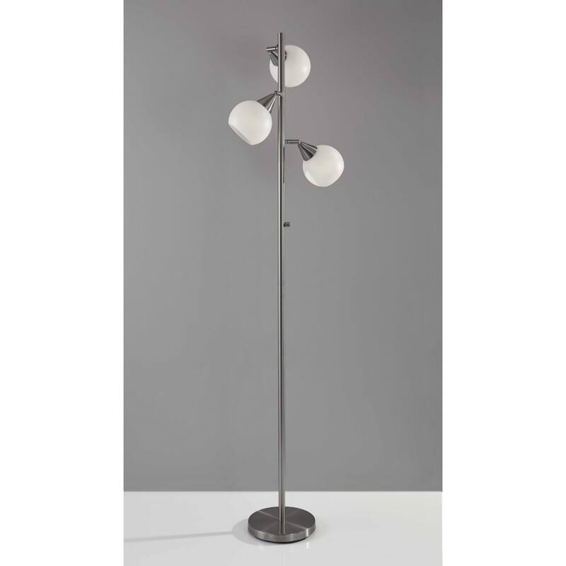 Silver Metal Dome Shade Traditional Floor Lamp with Rotary Switch 71 Inches - 16” x 16” x 71” (D x W x H)