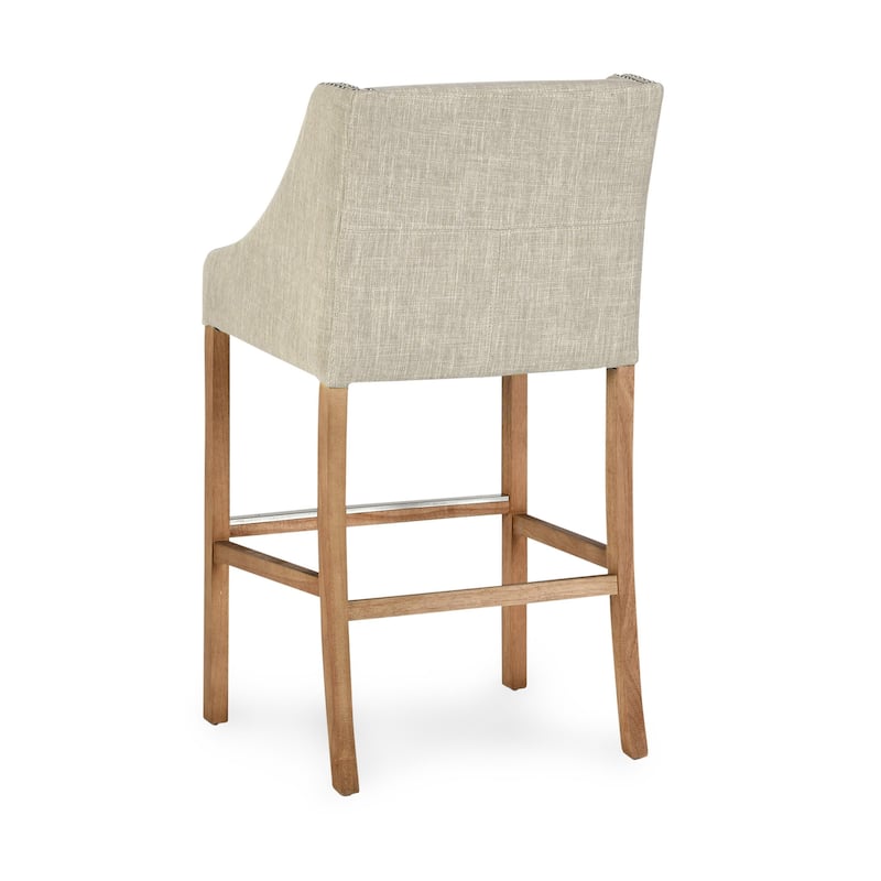 Aoki Upholstered Beige 30-inch Bar Stool by Kosas Home