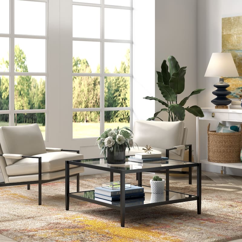 Hera Square Coffee Table with Mirror Bottom Shelf