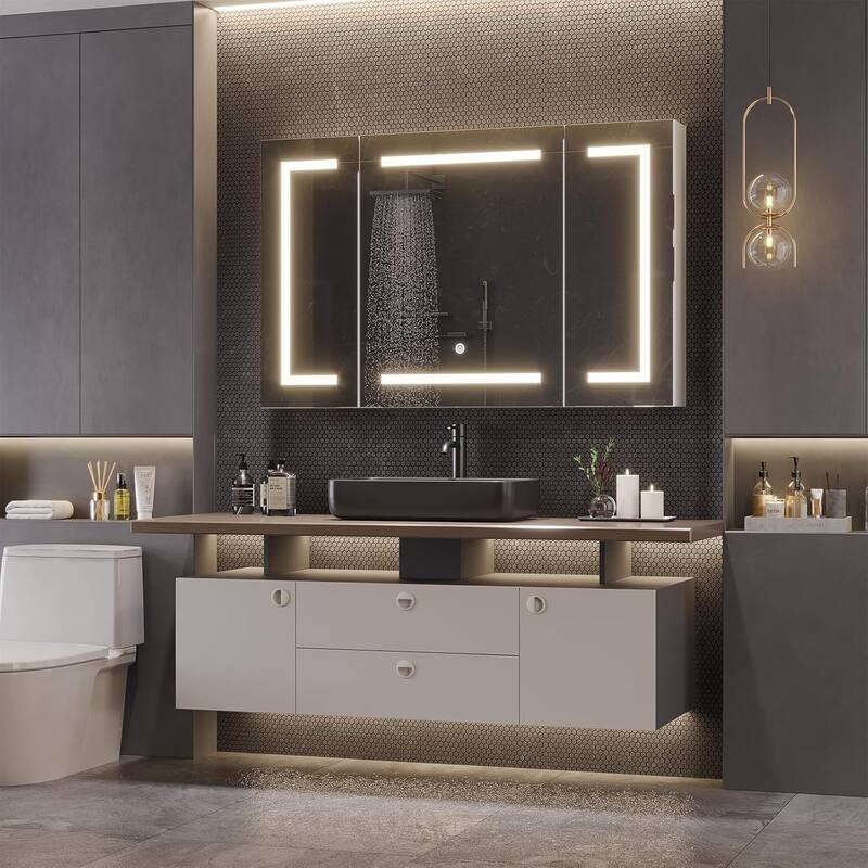 Lighted Medicine Cabinet Bathroom Wall Mounted Storage Doors