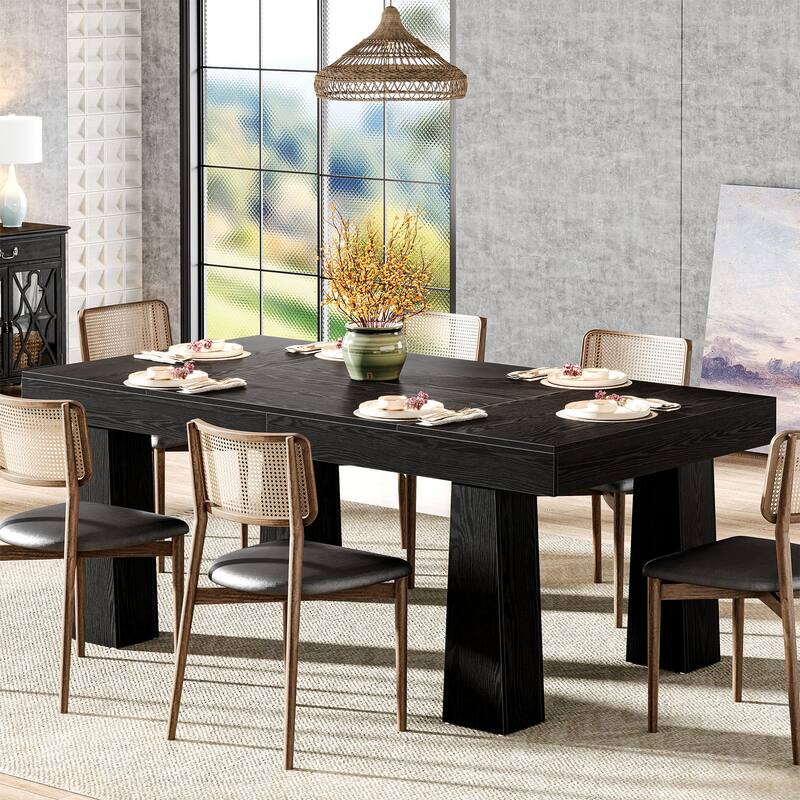 63'' Dining Table, Modern Rectangular Kitchen Table with Tapered Legs