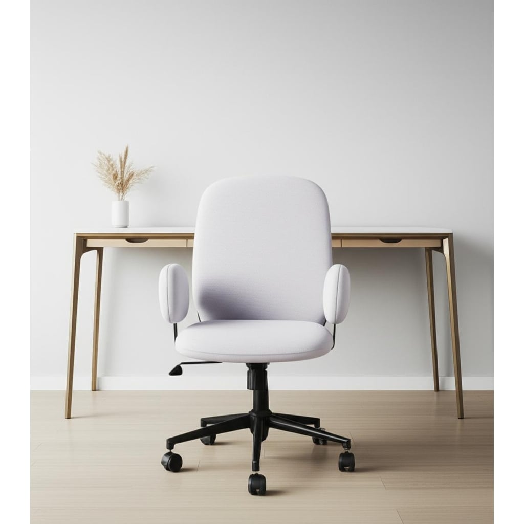 Beige and Black Adjustable Height Swivel Rolling Office Chair