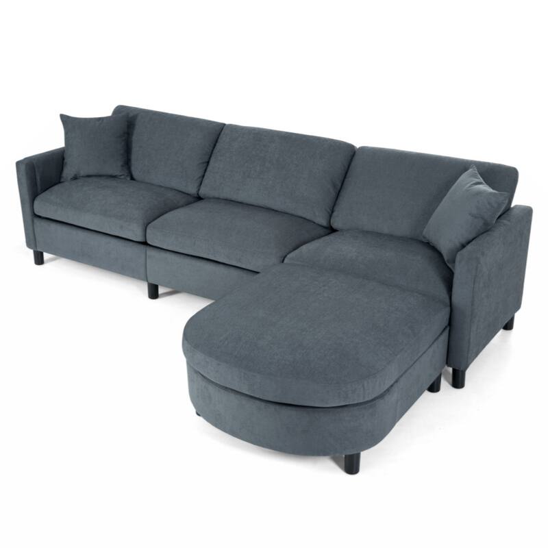 Sectional Sofa Couch With 1 Ottoman,Seat Cushion and Back Cushion Removable