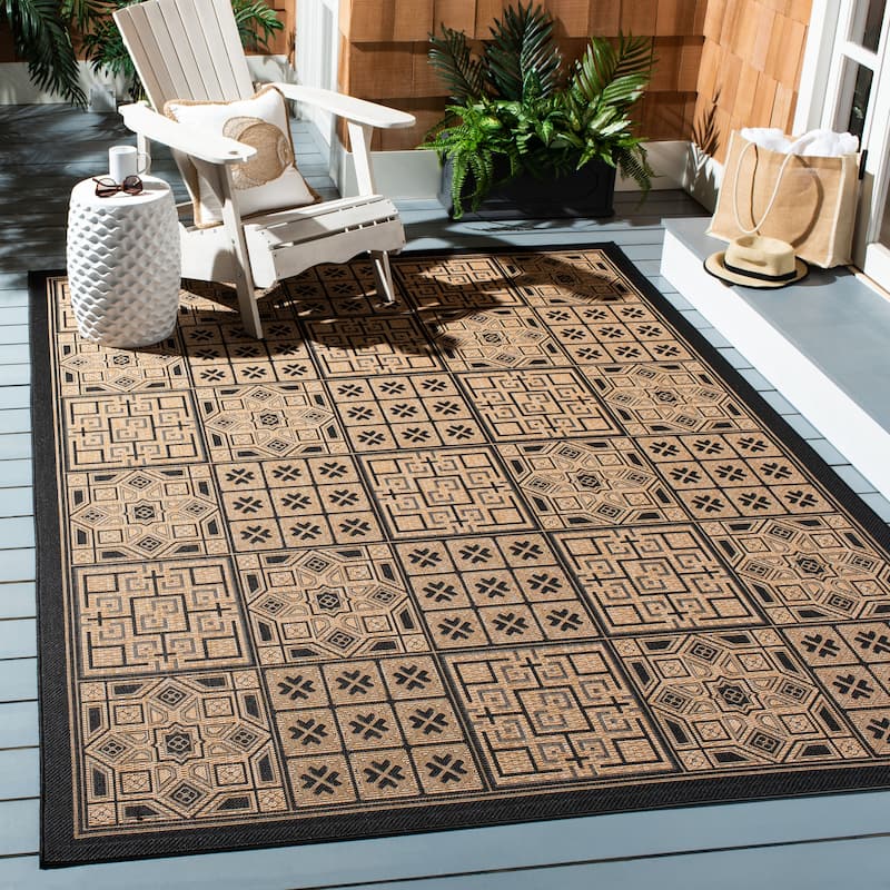 SAFAVIEH Courtyard Jacklyn Geometric Block Indoor/ Outdoor Area Rug
