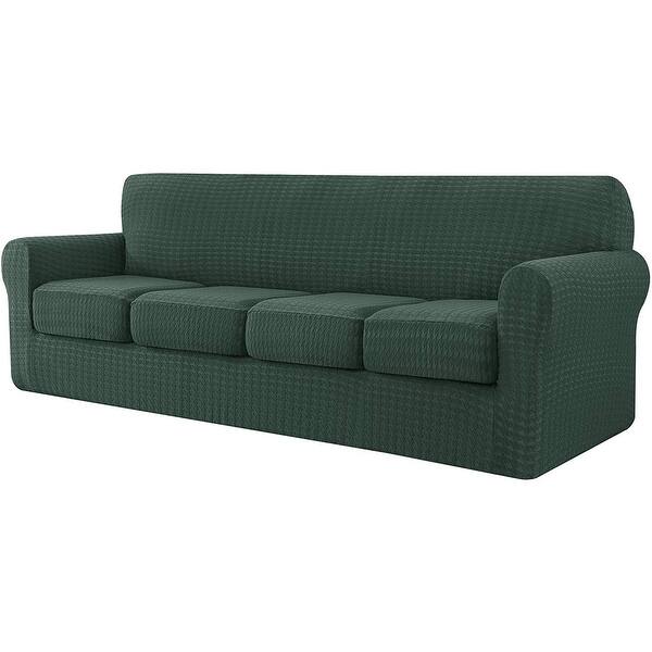 CHUN YI Houndstooth Fabric XL-Sofa Slipcover with 4 Cushion Covers