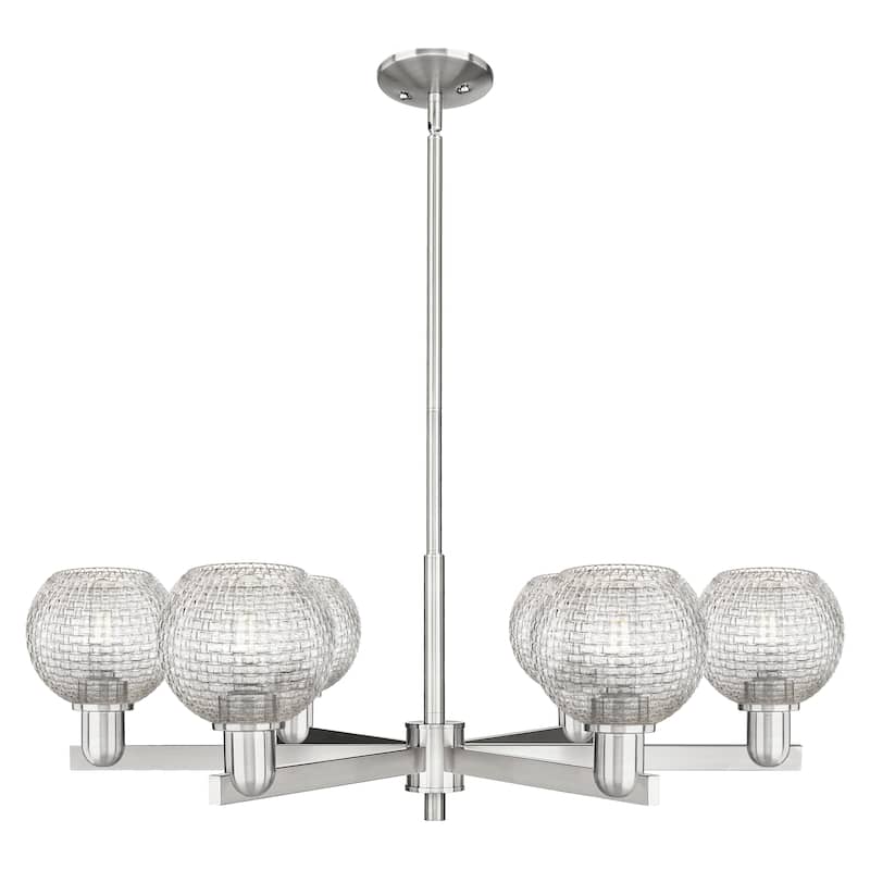 Innovations Lighting Endless Possibilities Arcadia - Athens - 6 Light 36" Basketweave Stem Hung Chandelier - Satin Nickel