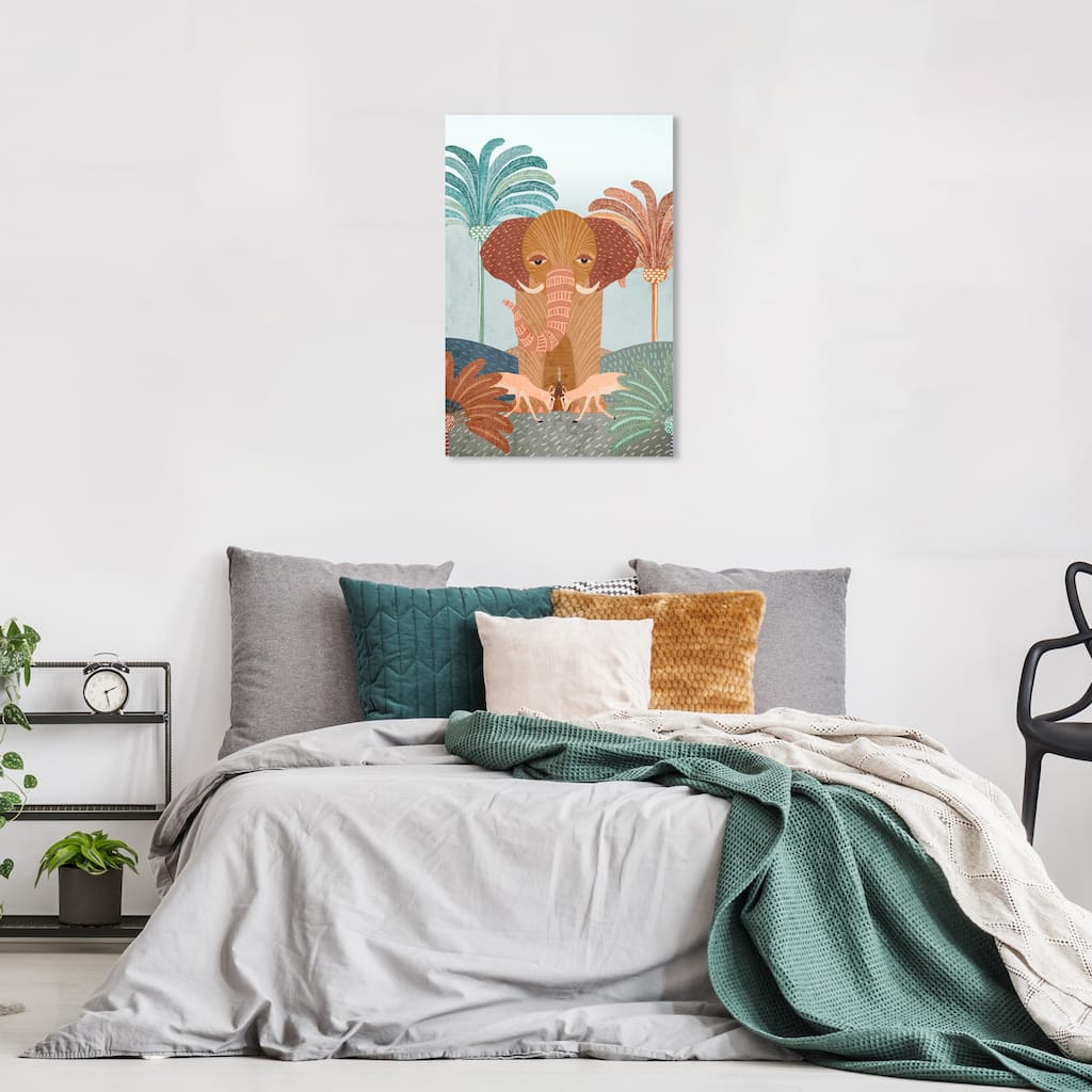 Wynwood Studio Canvas Animals Great Elephant Orange and Modern & Contemporary Wall Art Canvas Print