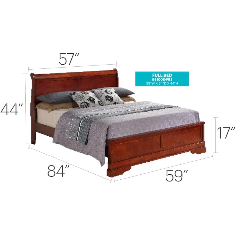 Cherry Full Bed with Warm Finish, Spacious Frame and Durable Design for Cozy Master Bedrooms or Guest Accommodations