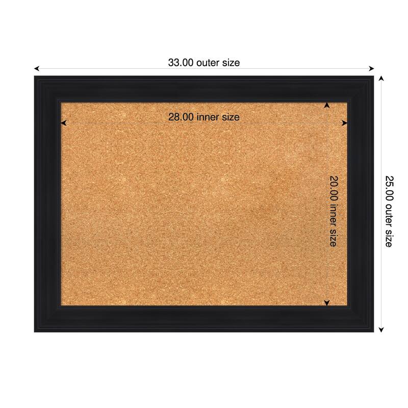 Abbey Black Framed Cork Board - Bulletin Board, Organization Board, Pin Board - Natural - 33 x 25 in