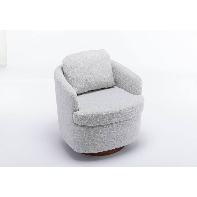 Light Gray 30.3" Swivel Accent Chair with Wood Base