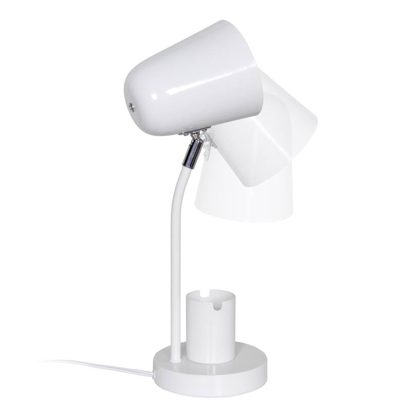 Adjustable Gooseneck Desk Lamp with Metal Shade - 15.75" - White