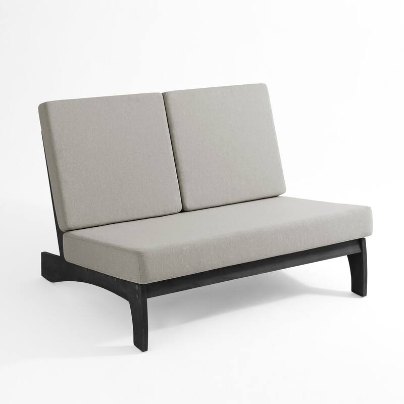 Outdoor Teak Wood Waterproof Armless Chair Loveseat with Cushions