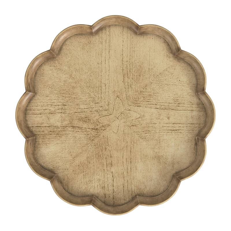 Dansby 20 in. W Round Wood Scalloped Edge Pedestal Side Table