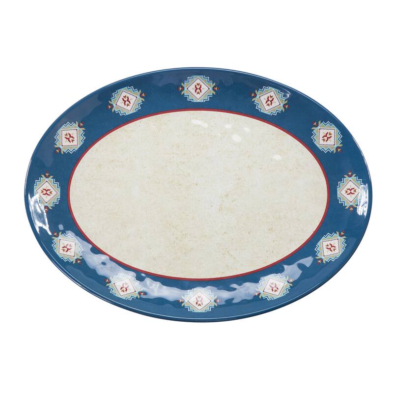 Paseo Road by HiEnd Accents Spirit Valley Melamine Serving Platter, 1PC - Red/Cream/Blue - 1 Piece